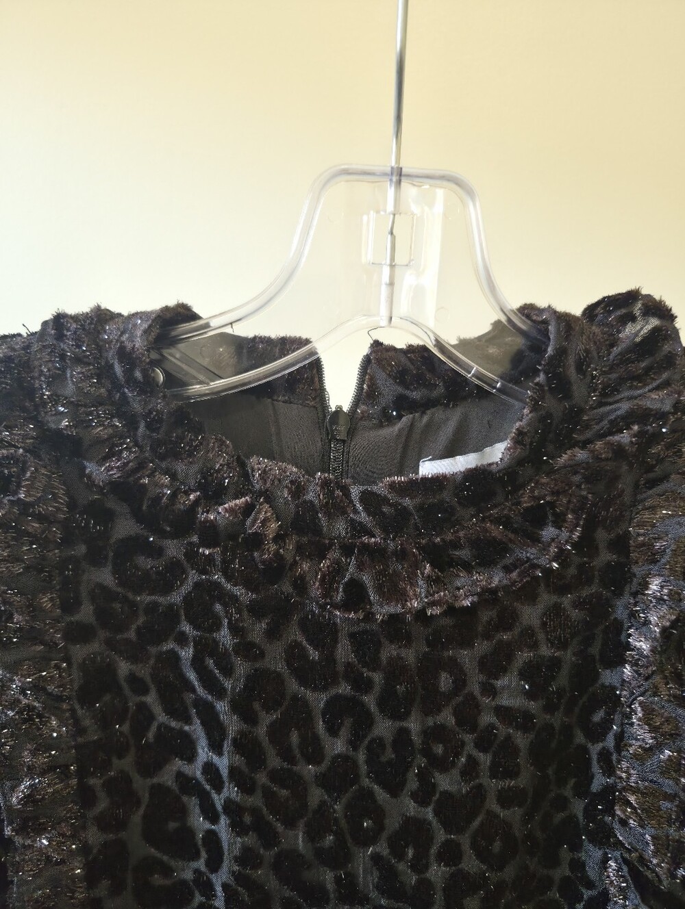 Paper Parachute Black Burnout Velvet Leopard Print Ruffle Maxi Dress Women Small - Picture 5 of 8
